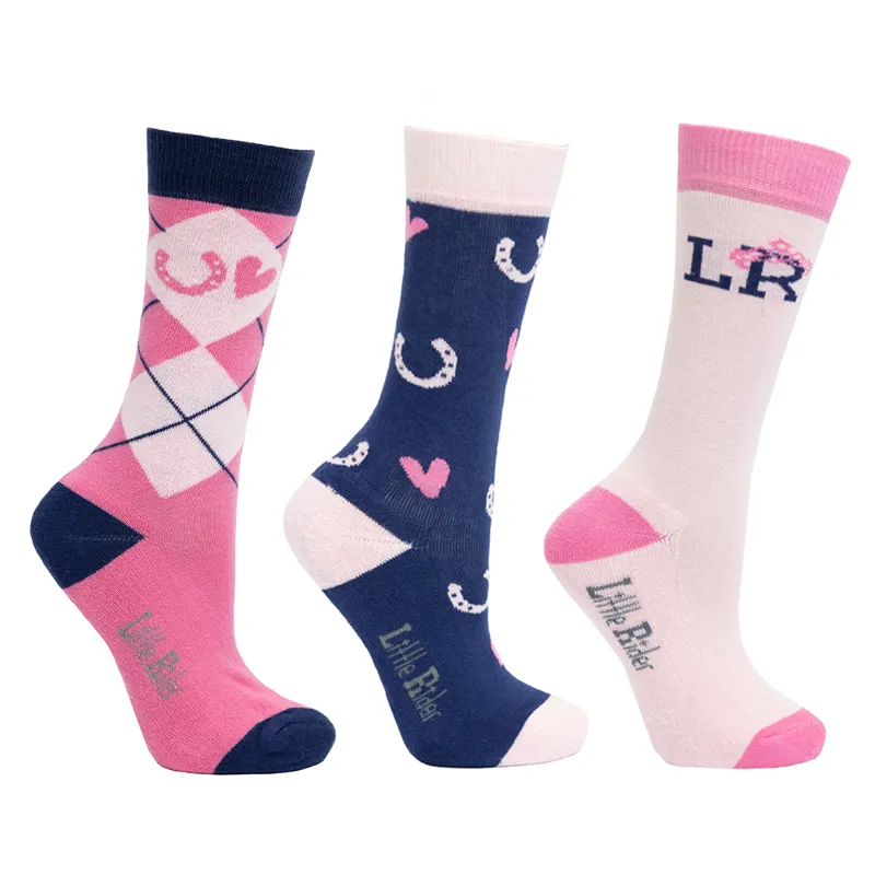 Pony Fantasy Socks by Little Rider - Pack of 3 - Navy/Pink